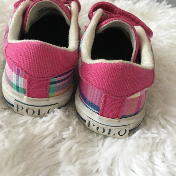 Girls Ralph Lauren Polo rubber role plaid pink shoes size 7 - Picture 5 of 8